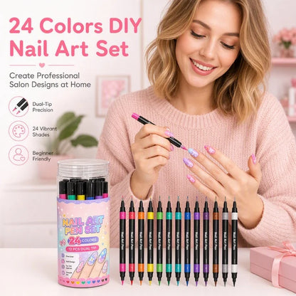 Double head design DIY nail paint pen