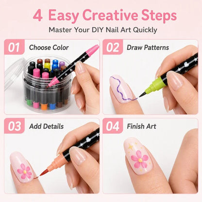 Double head design DIY nail paint pen