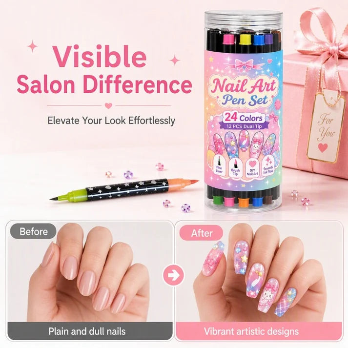 Double head design DIY nail paint pen